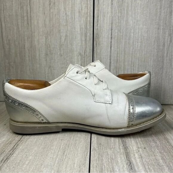 G/Fore G4 Gallivanter Cap Toe Leather Gold Sneaker Cleat Shoe Womens Size 9.5 - Picture 4 of 10